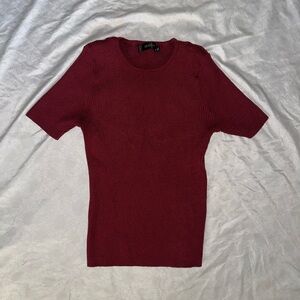 Othr Red Ribbed Knit Top